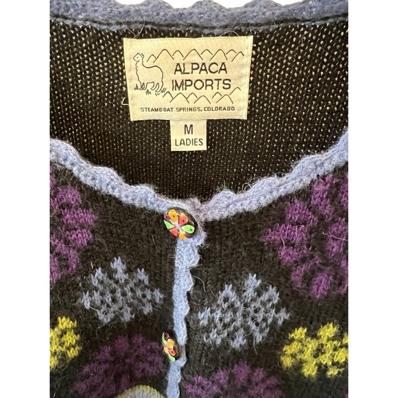 Alpaca Imports Cardigan Sweater Nordic Sz M Wool Ultra Soft Purple Blue - Picture 2 of 5